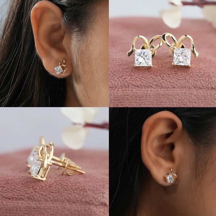 princess cut diamond stud earrings