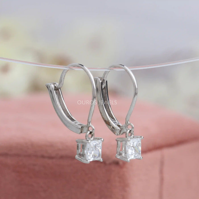 Princess Cut Diamond Drop and Dangle Earrings