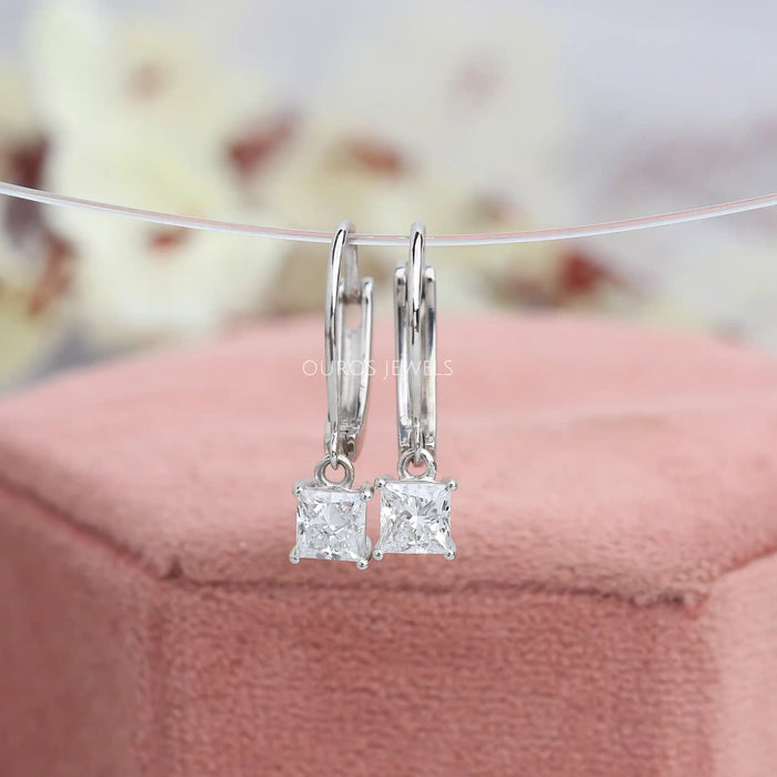 Princess Cut Diamond Drop and Dangle Earrings