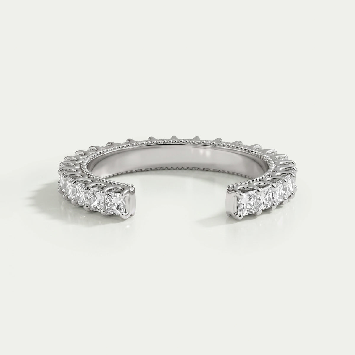 Open Cuff Princess Lab Diamond Eternity Band Rings