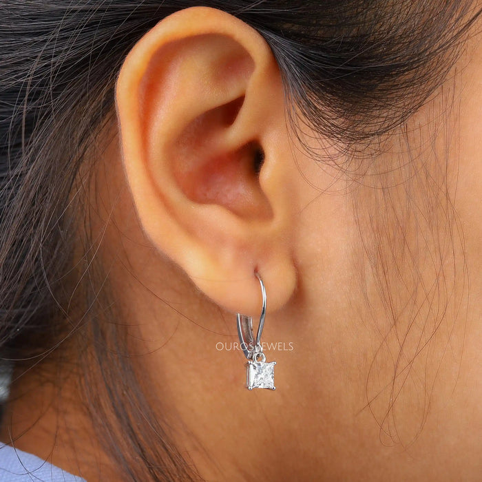 Princess Cut Diamond Drop and Dangle Earrings