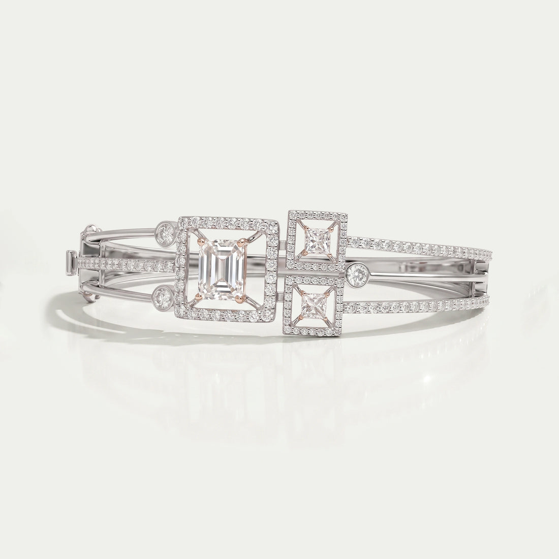 Emerald & Princess Cut Lab Grown Diamond Bangle