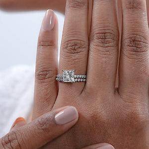 Princess Cut Lab Diamond Bridal Ring Set