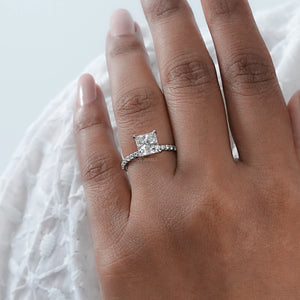 Princess Cut Lab Diamond Solitaire Engagement Ring