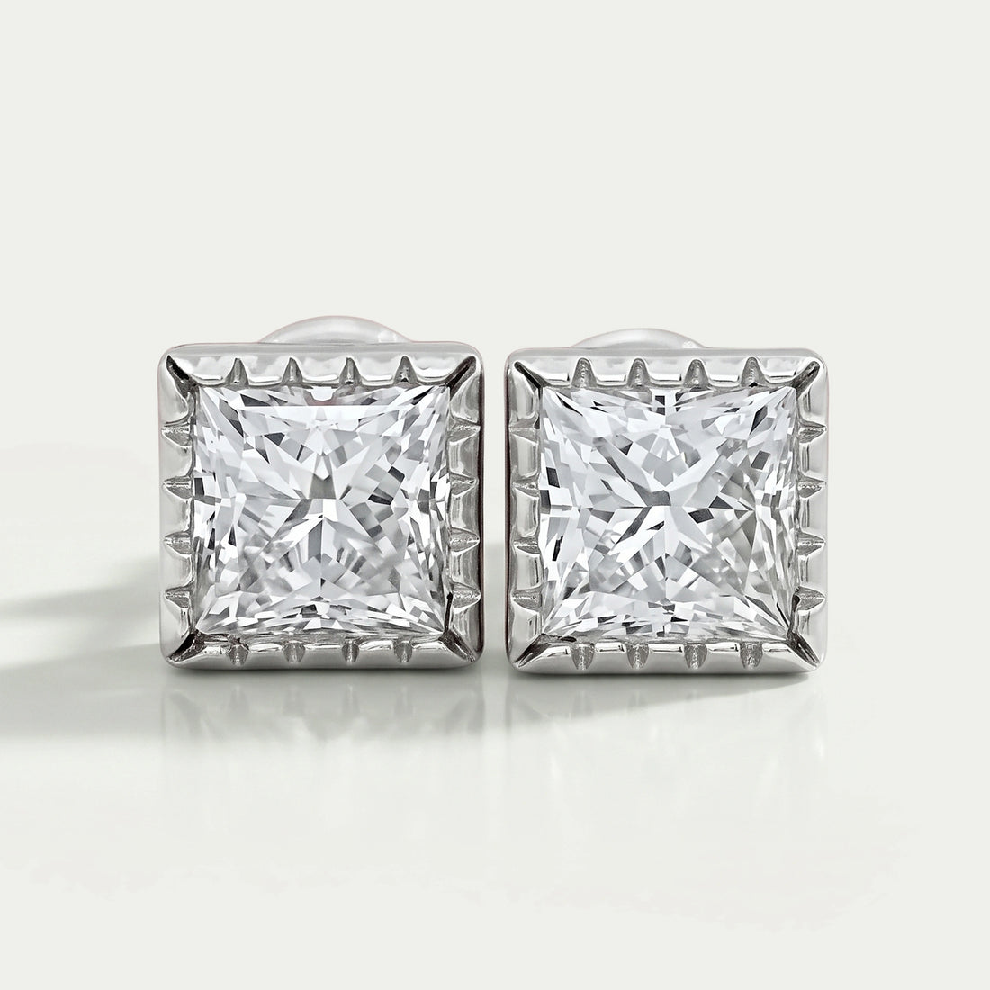 Milgrain Set Princess Lab Grown Diamond Stud Earrings Earrings
