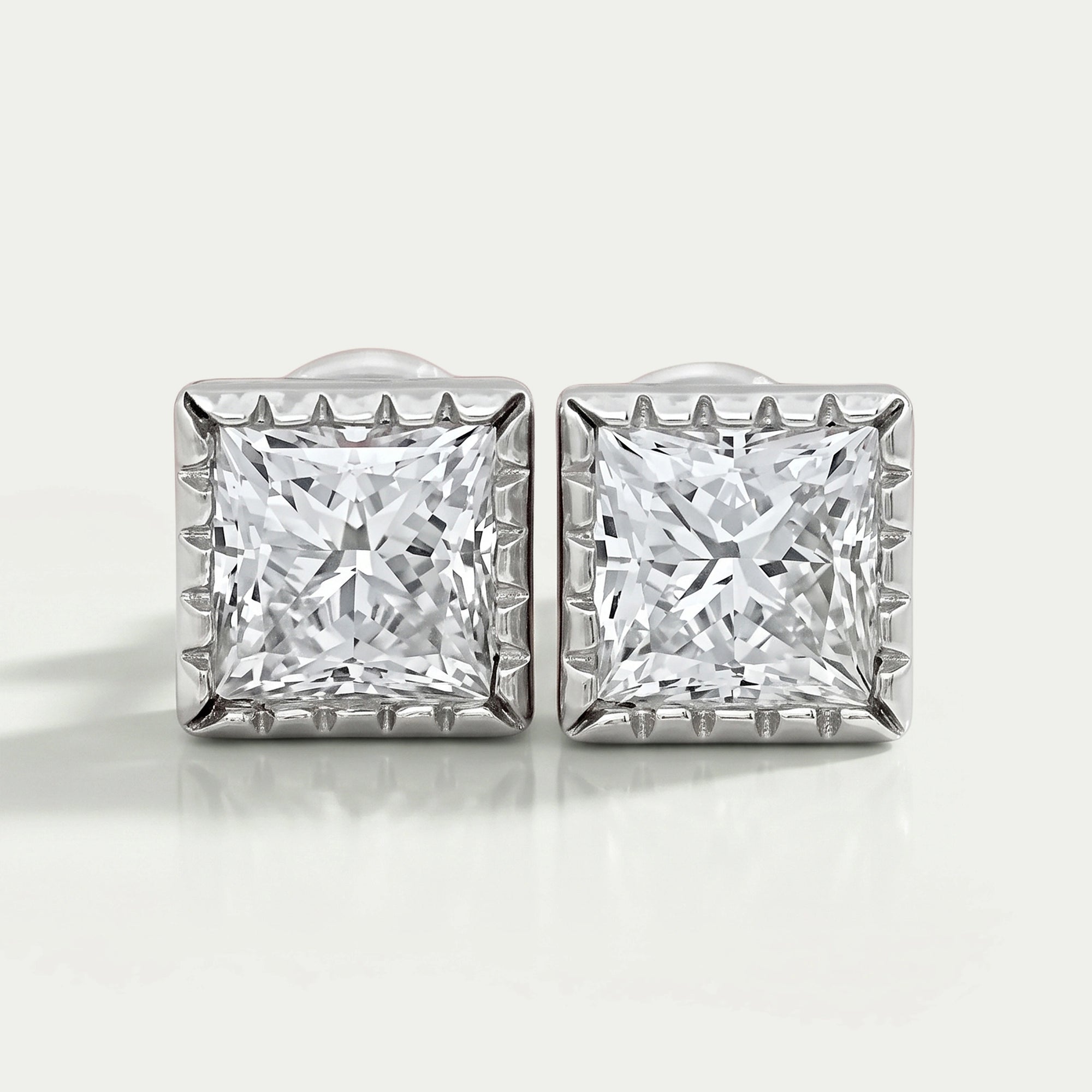 Milgrain Set Princess Lab Grown Diamond Stud Earrings Earrings