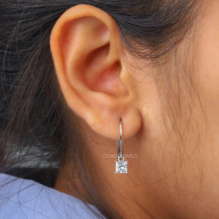 Princess Cut Diamond Drop and Dangle Earrings