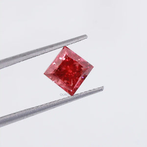 2.00 Carat  Red Princess Cut Lab Grown Diamond