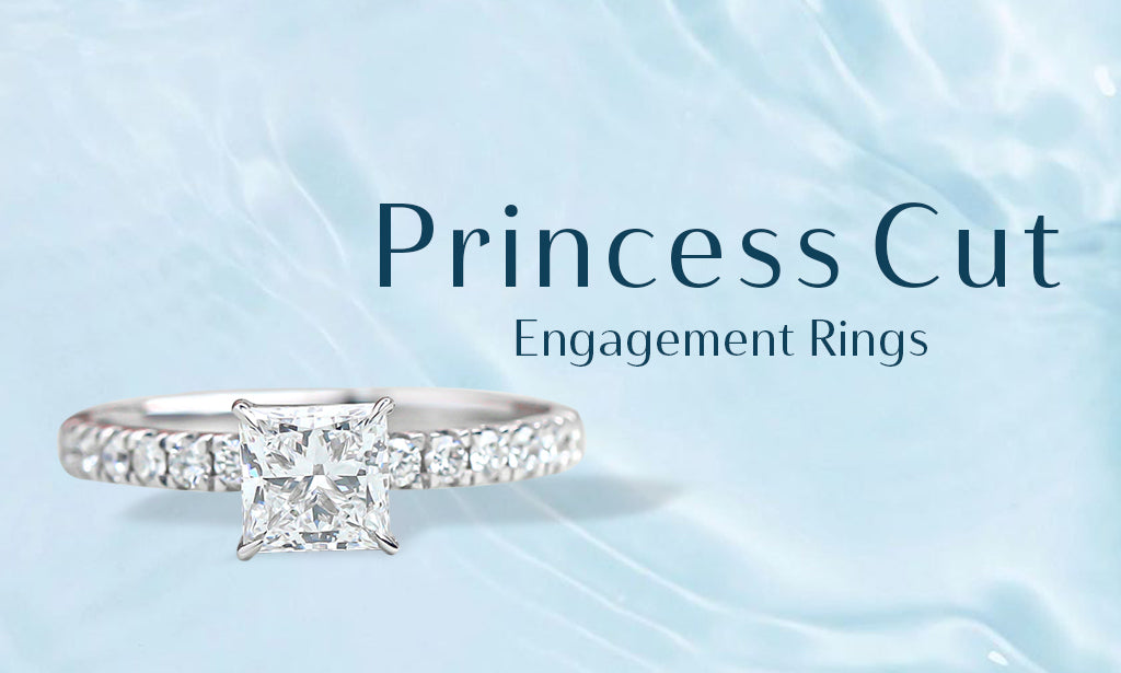 Image showing precious and various styles of princess cut lab-grown diamond engagement rings