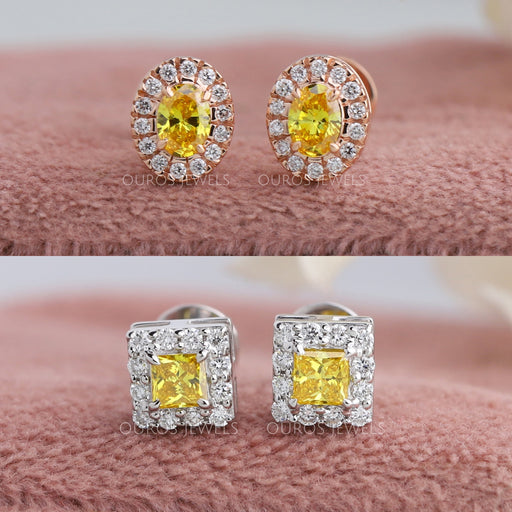 stud yellow diamond earrings 