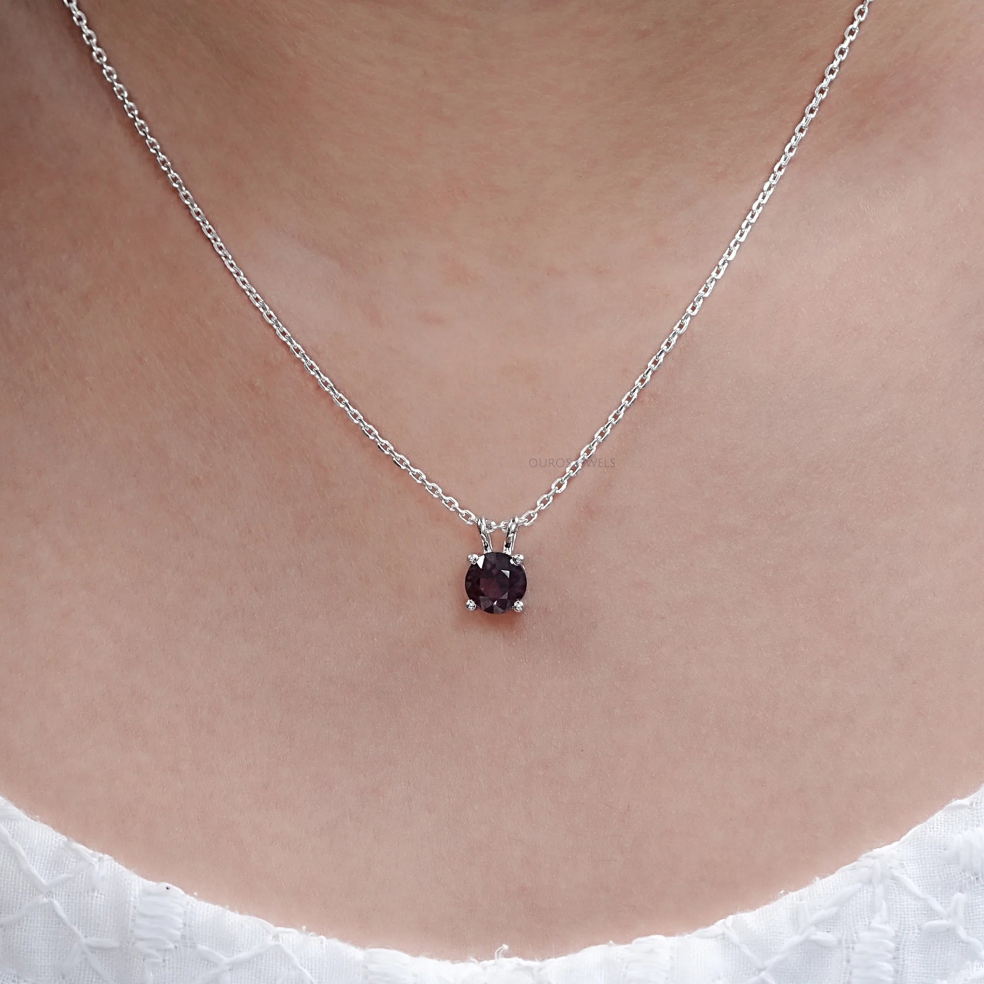 Round Shape Solitaire Lab Gemstone Pendant Necklaces