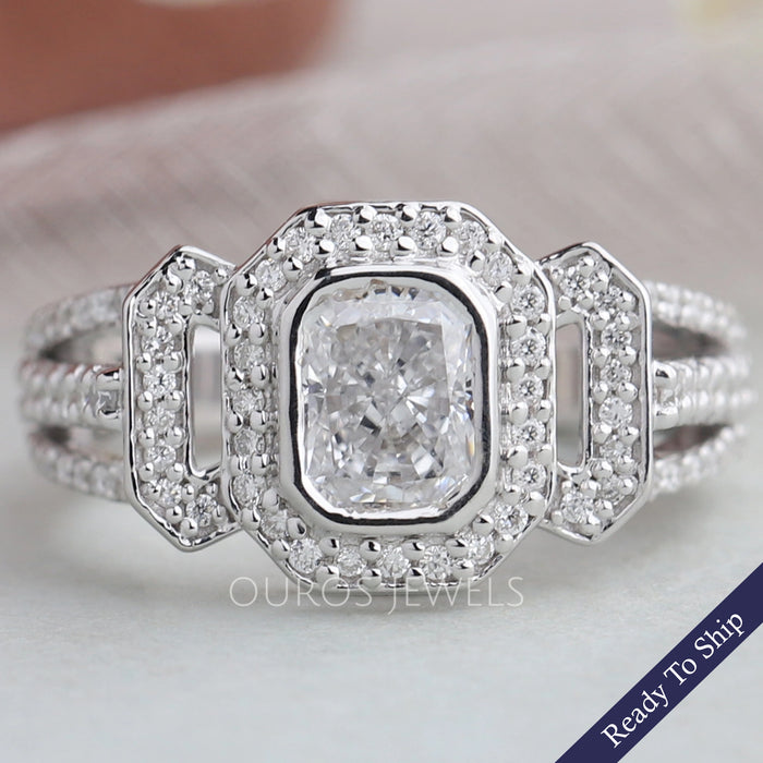Radiant Cut Cluster Diamond Engagement Ring