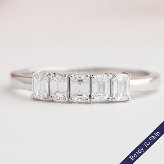 Five-Stone Emerald Wedding Ring