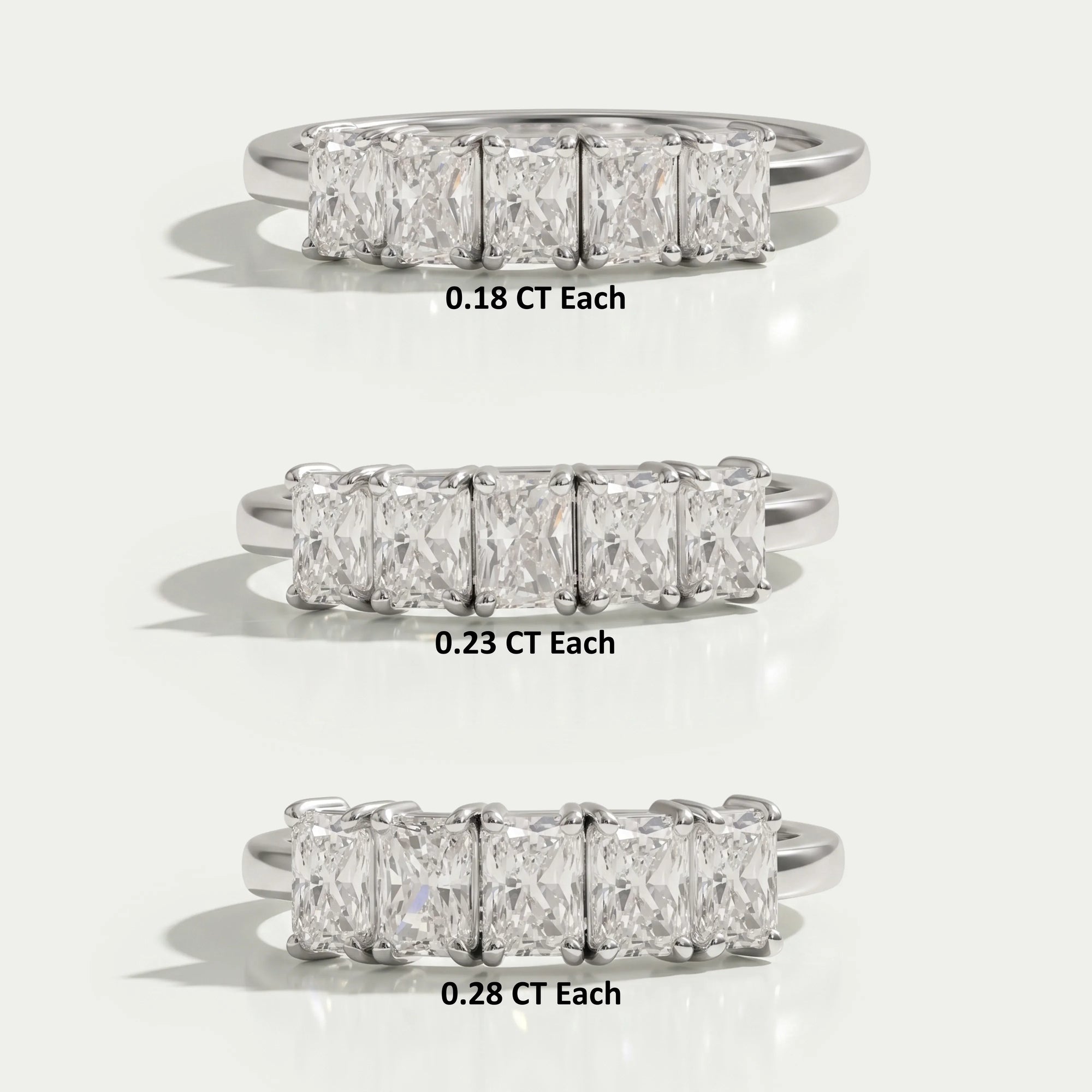 Five Stone Radiant  Cut Lab Grown  Diamond  Ring
