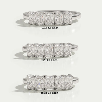 Five Stone Radiant  Cut Lab Grown  Diamond  Ring