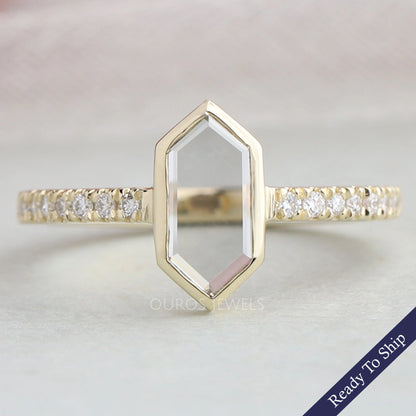 Antique Shape Portrait Diamond Solitaire Accent Ring