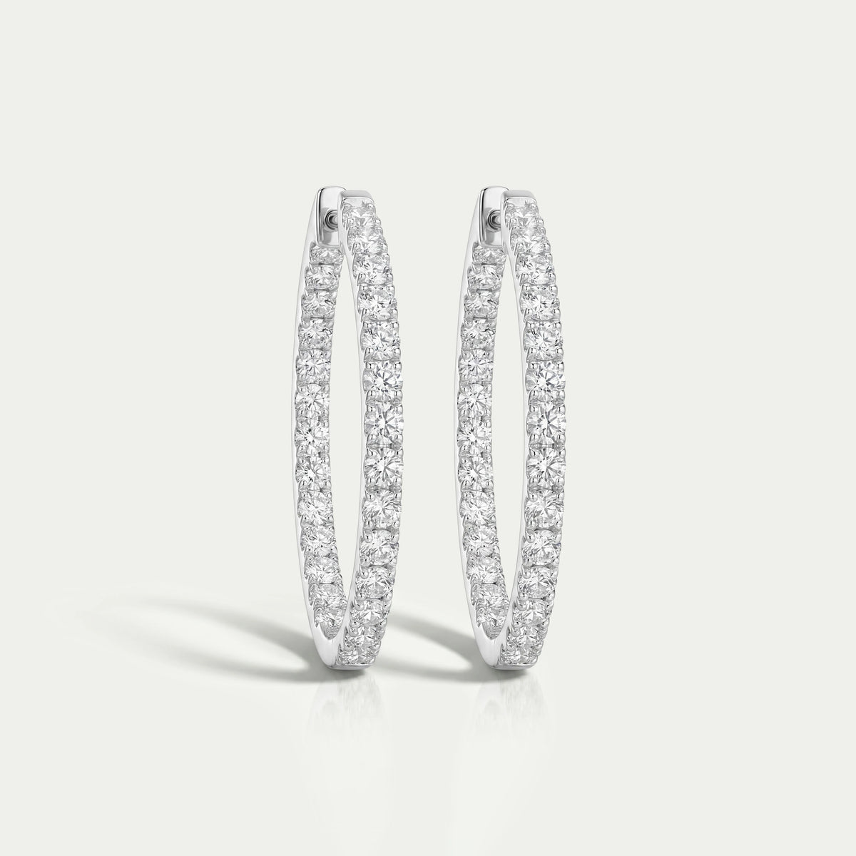 Round Diamond Inside Out Hoop Earrings 