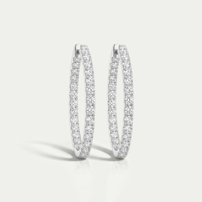 Round Diamond Inside Out Hoop Earrings 