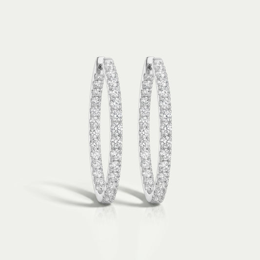 Round Diamond Inside Out Hoop Earrings 