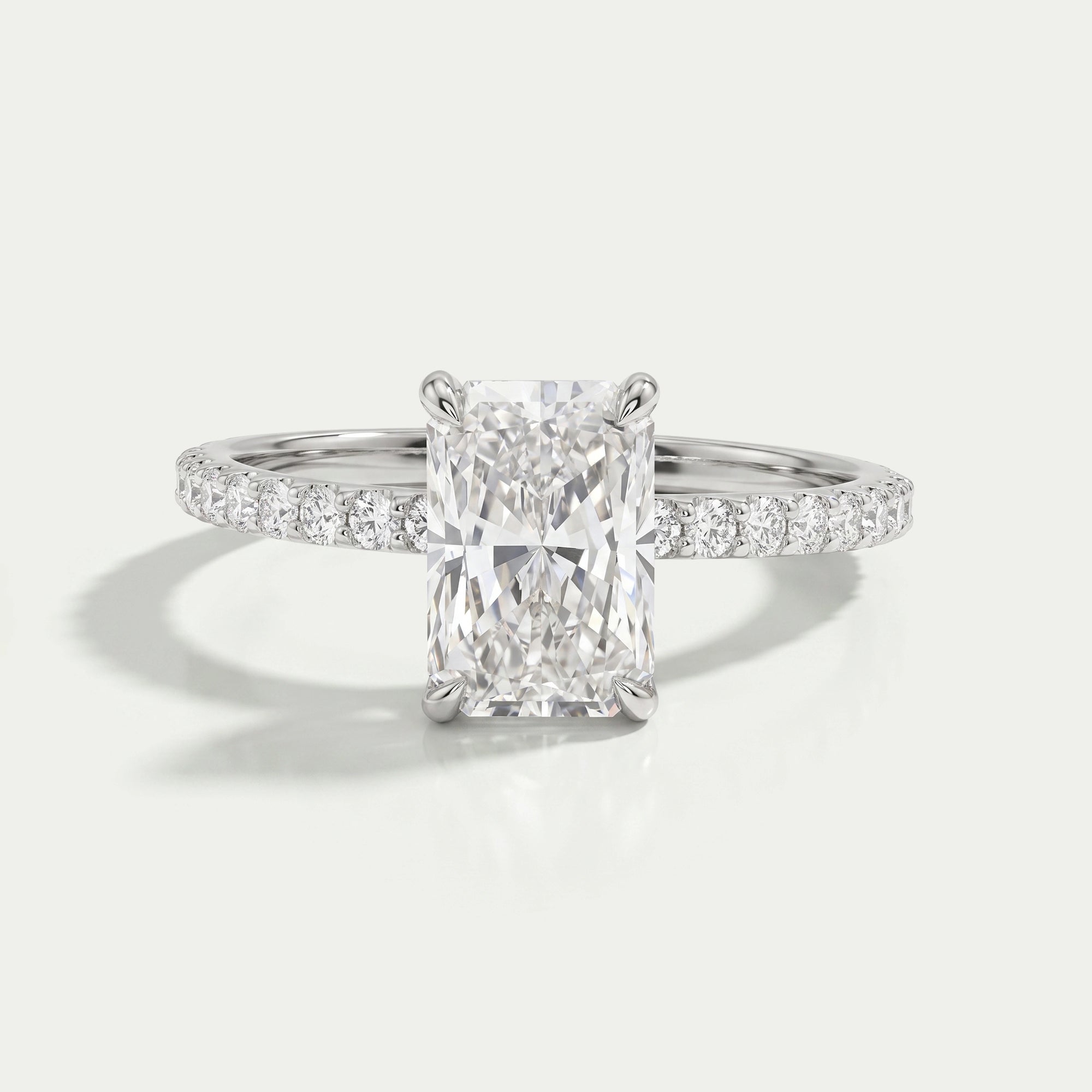 Radiant Cut Solitaire Accent Diamond Engagement Ring Rings