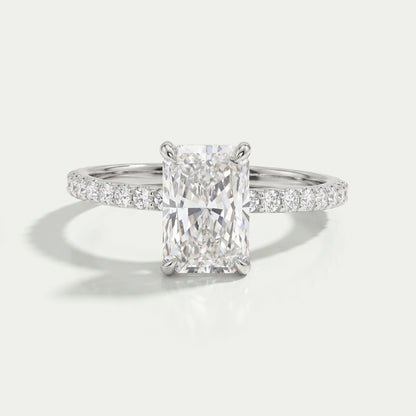 Radiant Cut Solitaire Accent Diamond Engagement Ring Rings
