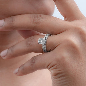 Cushion Cut Lab Grown Diamond Two-Piece Ring Set