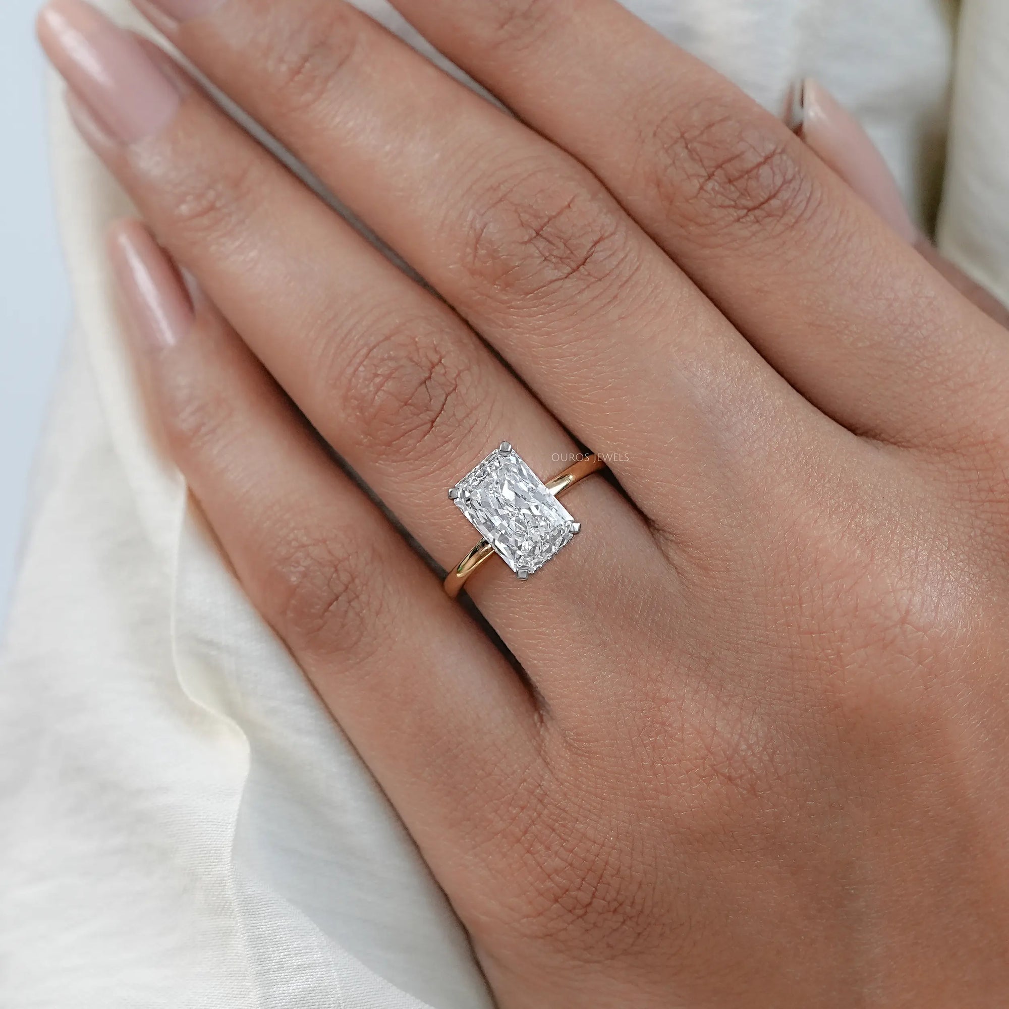 2.50 Carat Hidden Halo Radiant Cut Engagement Ring Ring