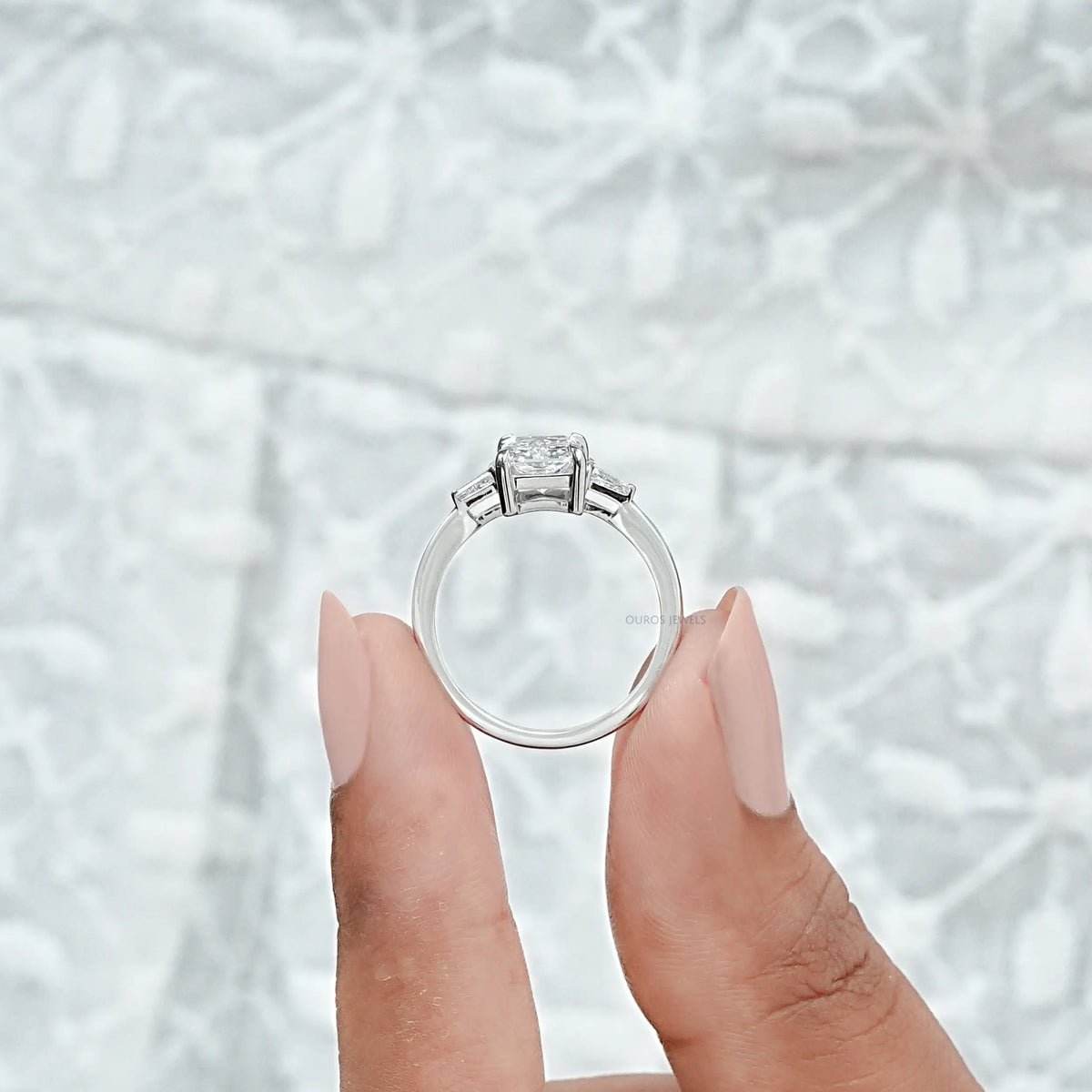 Brilliant Radiant Cut And Tapered Baguette Three stone ring Rings
