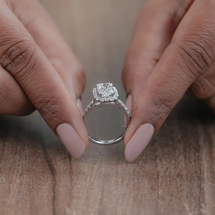 Radiant Cut Halo Lab Diamond Engagement Ring
