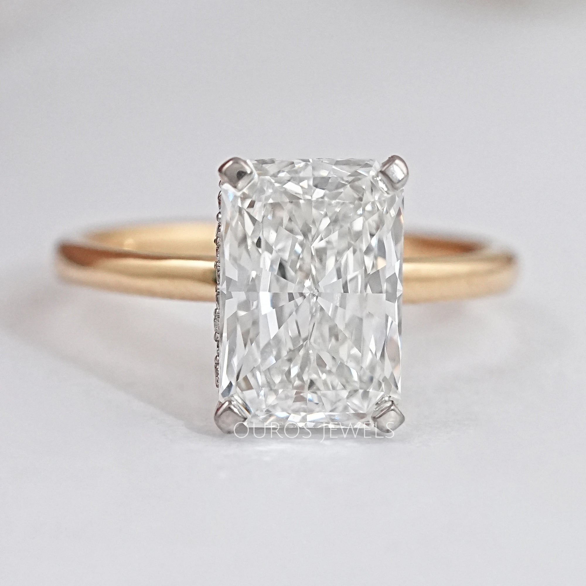 2.50 Carat Hidden Halo Radiant Cut Engagement Ring Ring