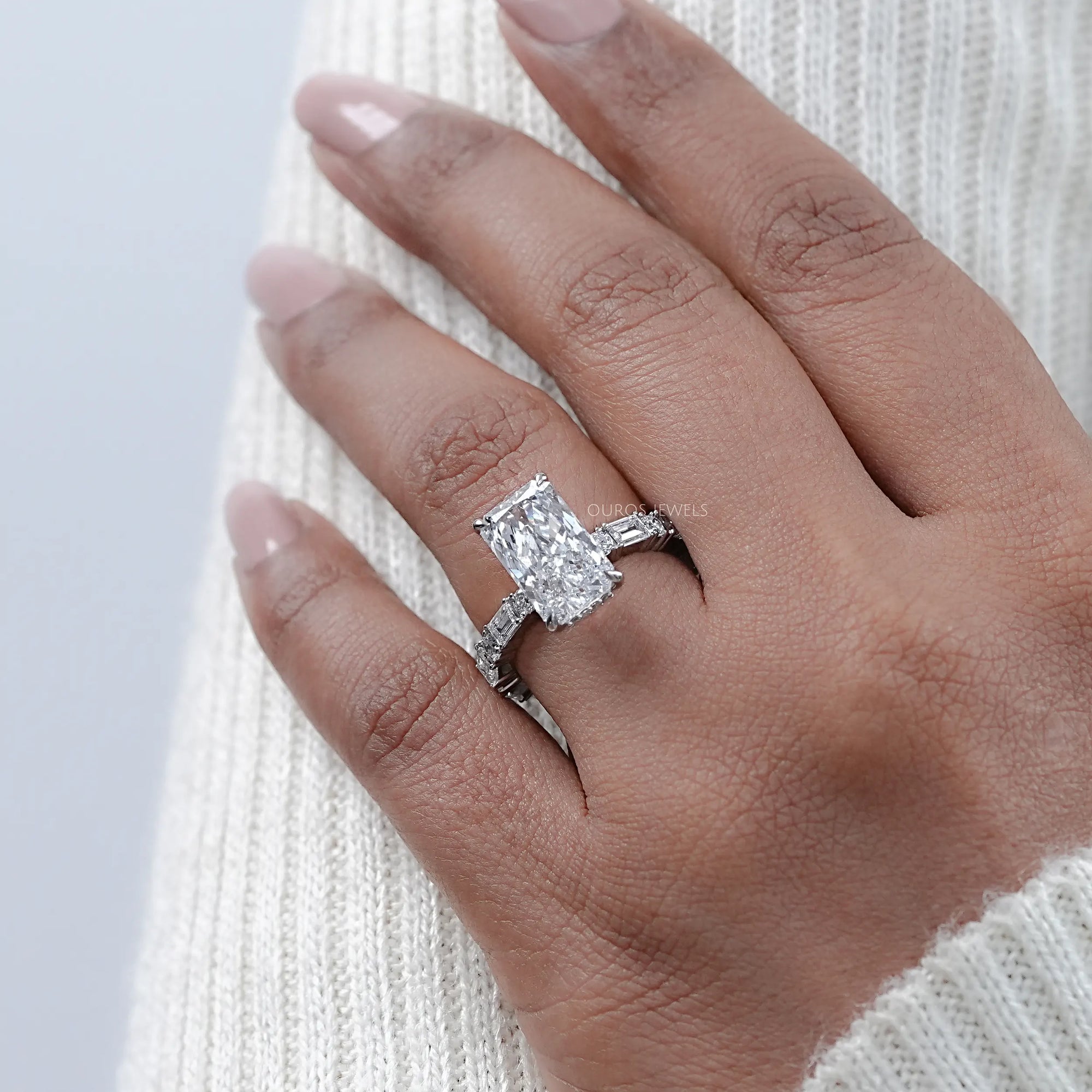 Radiant Cut Lab Diamond Engagement Ring Ring