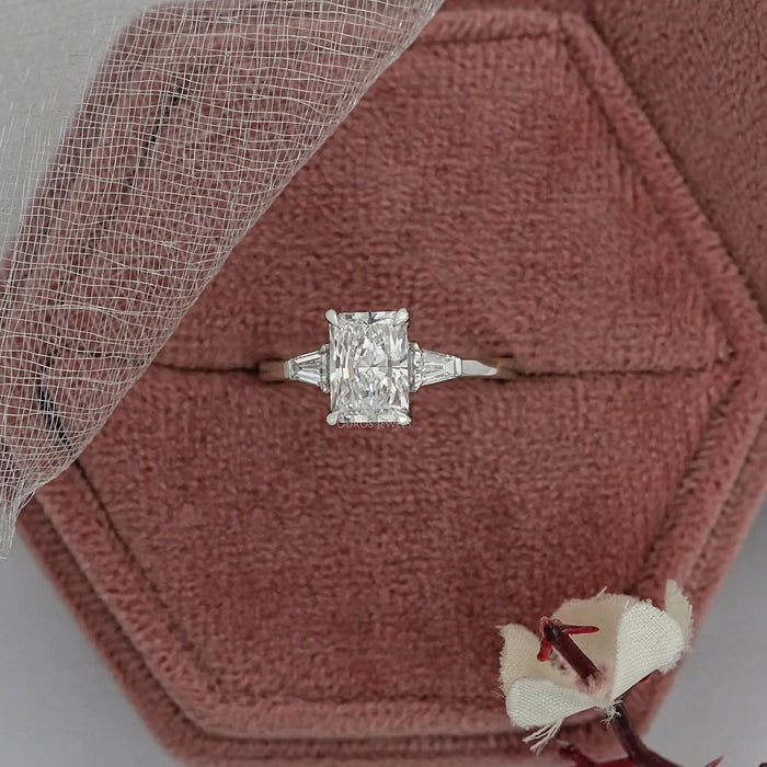 3 Stone Radiant Cut Diamond Engagement Ring