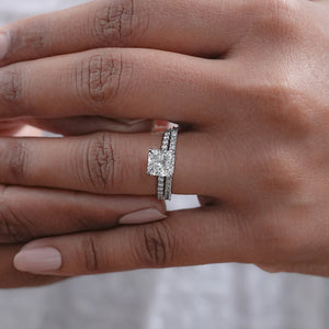 Square Radiant Cut Lab Diamond Bridal Ring Set