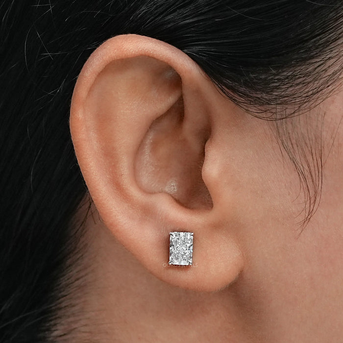 IGI Certified Radiant Cut Lab Grown Diamond Stud