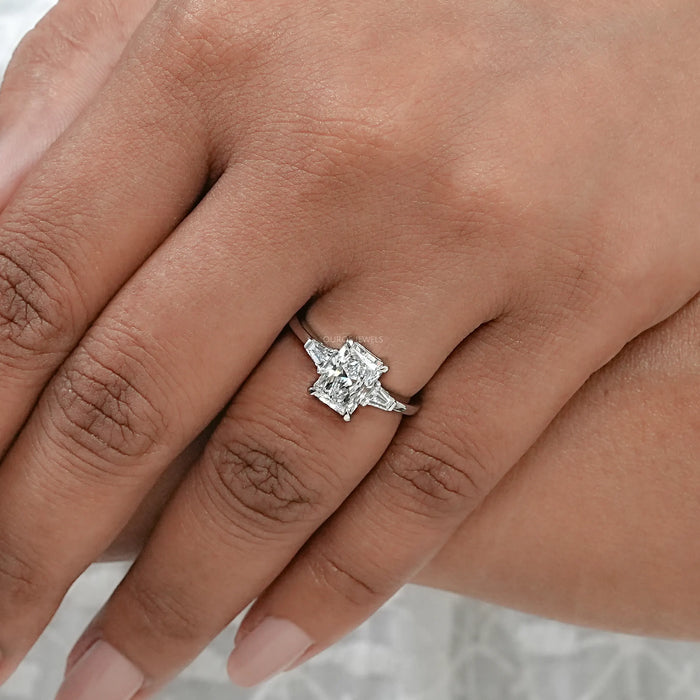 3 Stone Radiant Cut Diamond Engagement Ring