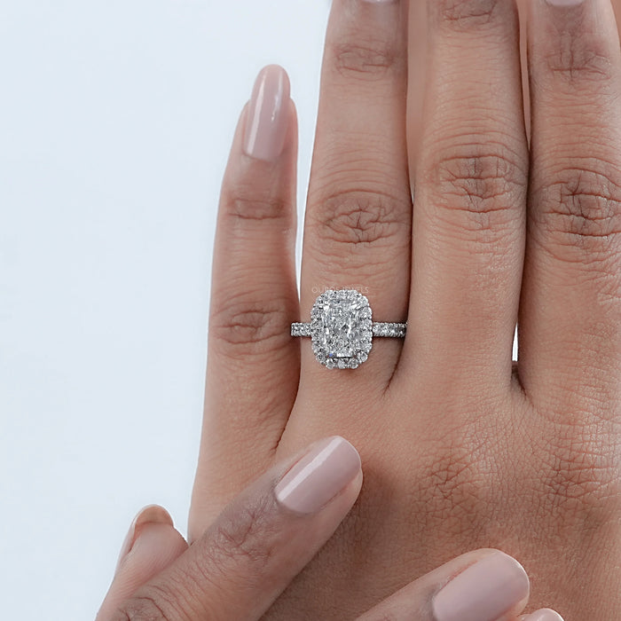 Radiant Cut Halo Lab Diamond Engagement Ring