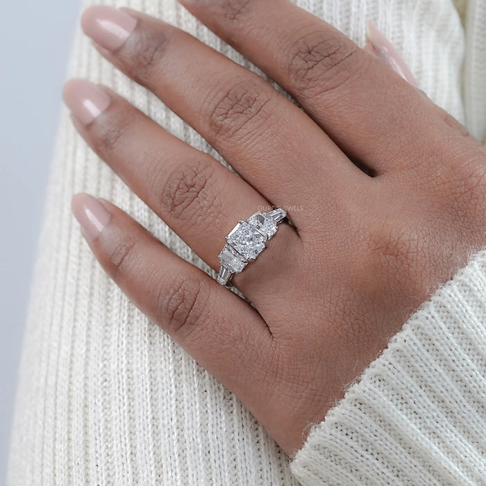 Radiant Lab Diamond Five Stone Engagement Ring