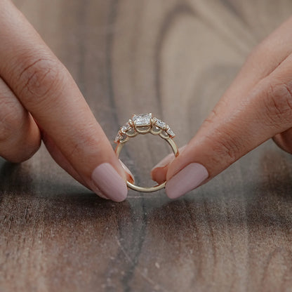Radiant Lab Grown Diamond Five stone Engagement Ring Rings