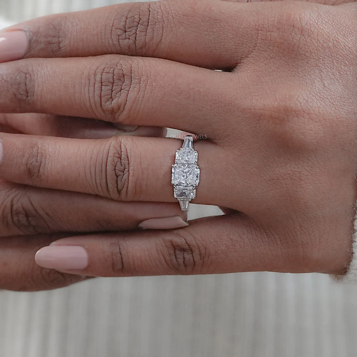 Radiant Lab Diamond Five Stone Engagement Ring