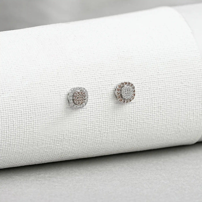 Pave Set Diamond Cluster Stud Earrings