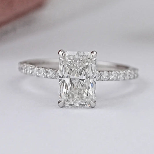 Radiant Cut Solitaire Accent Diamond Engagement Ring Rings