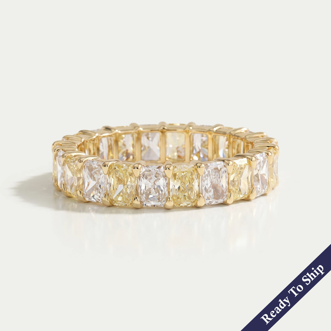 Yellow Radiant Cut Lab Diamond Eternity Band Ring