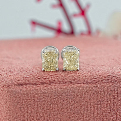 Yellow Radiant Lab Diamond Stud Earrings Earrings