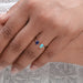 opal and sapphire emerald diamond open cuff toi et moi wedding ring in finger