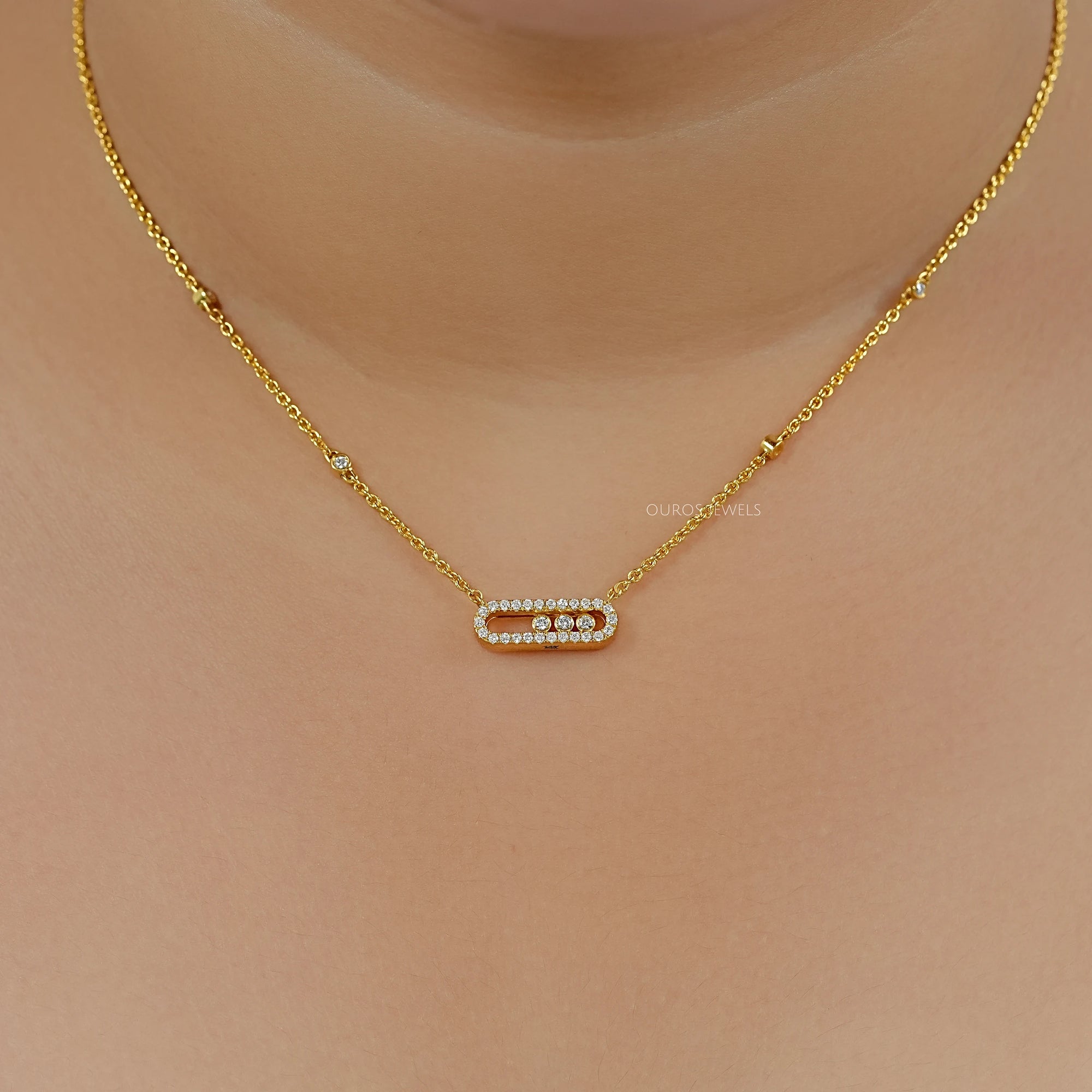 Round Lab Grown Diamond By Yard Necklace