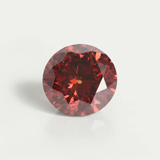 Red Round Portuguese Cut Lab Grown Diamond