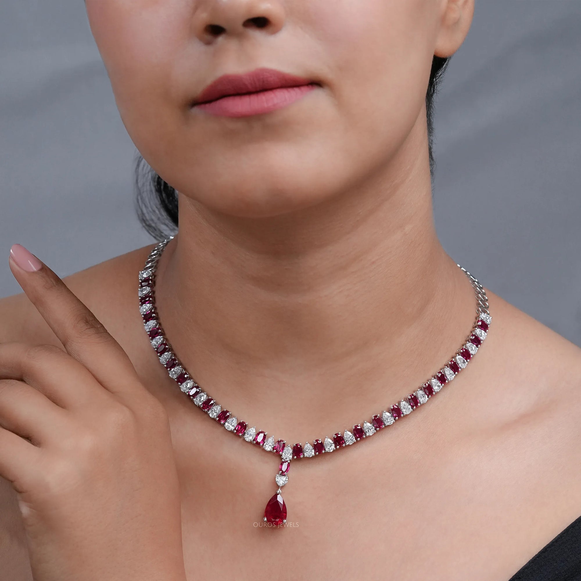 Ruby Gemstone & Lab Grown Diamond Necklace Necklaces