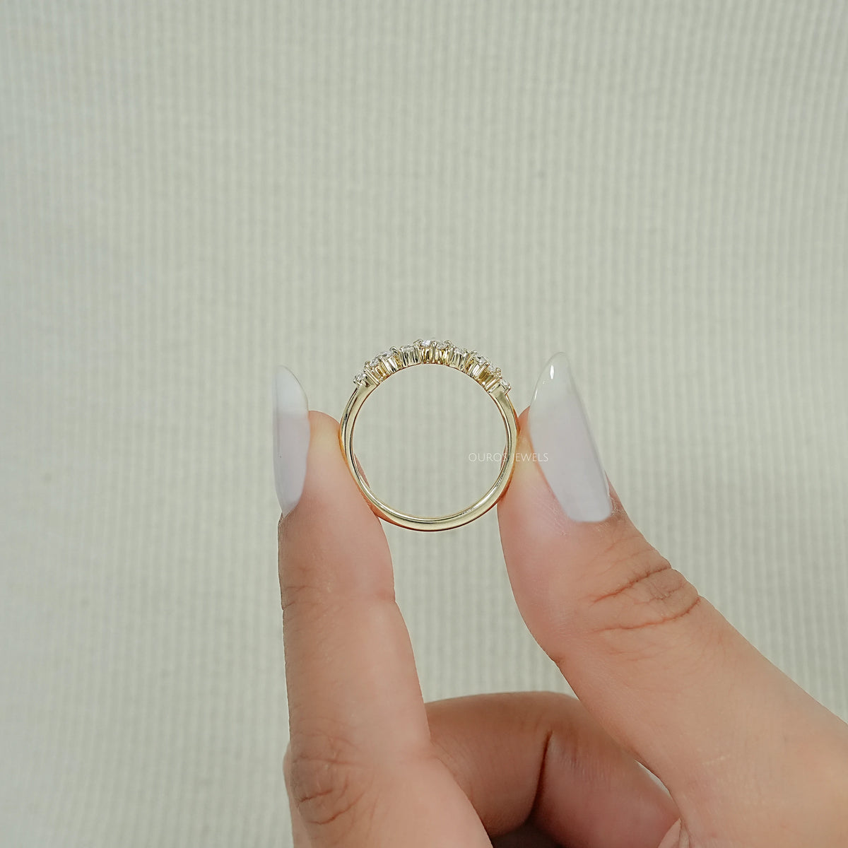 Rose Cut Round Diamond Curved Engagement Ring