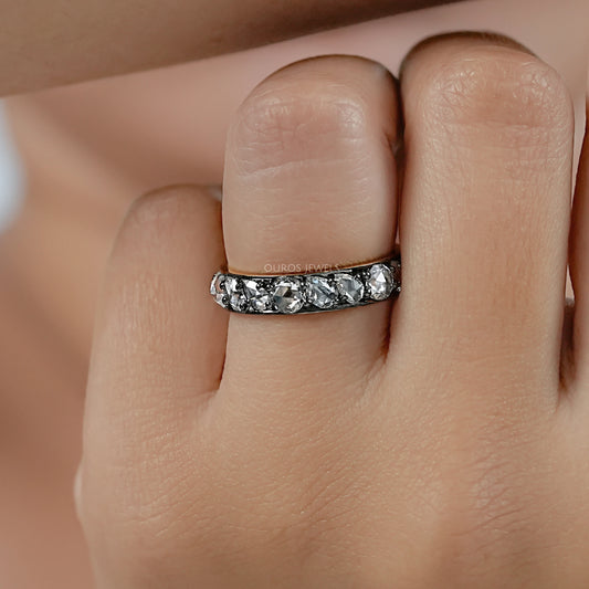 Rose Cut Diamond Eternity Wedding Band Rings
