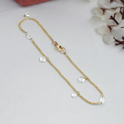 Rose Cut Lab Diamond Station Chain Bracelet Bracelet